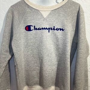 Champion Gray Crew Neck Sweater Classic Style